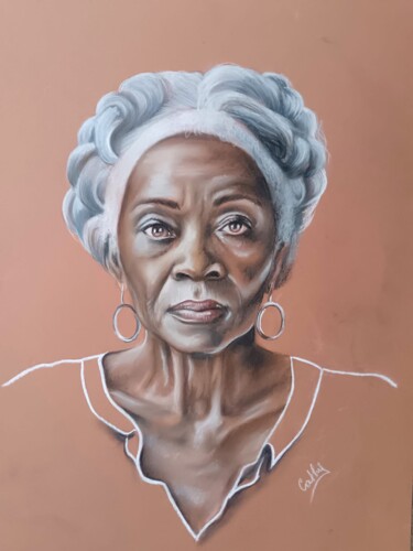 Pintura titulada "white mama" por Cathy, Obra de arte original, Pastel