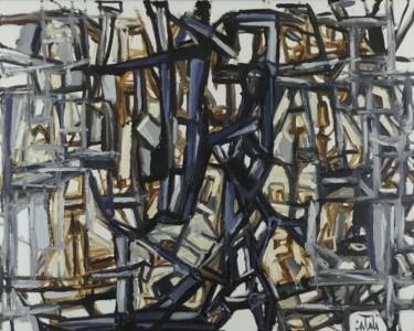 Peinture intitulée "Compression" par Catali, Œuvre d'art originale, Huile Monté sur Châssis en bois