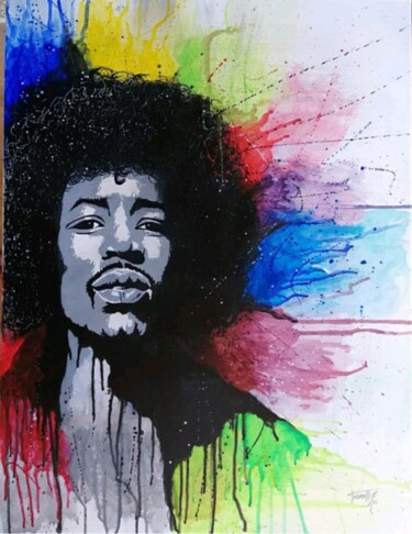 Картина под названием "Jimy Hendrix" - Catia Trovarelli, Подлинное произведение искусства, Акрил