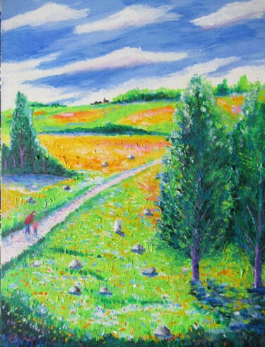Painting titled "sur le chemin de l'…" by Ludovic Catry, Original Artwork, Acrylic