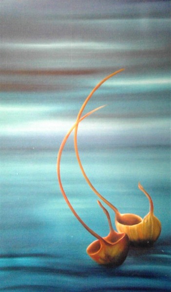 Painting titled "Effet mer" by Capucine, Original Artwork, Oil