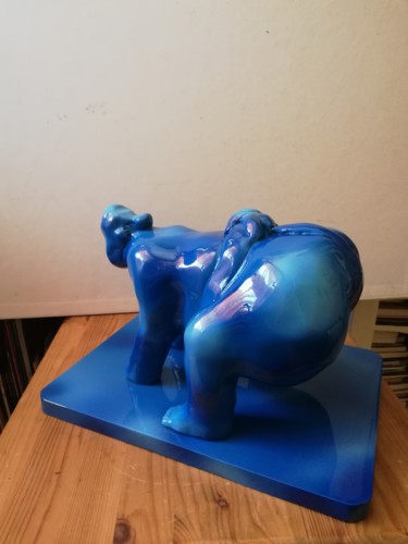 Sculpture titled "sumotori bleu" by Christian Et Anne-Marie Bruley, Original Artwork, Bronze