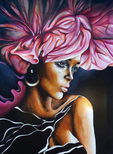 Malarstwo zatytułowany „African Rose” autorstwa Candice Dethise, Oryginalna praca, Akryl Zamontowany na Drewniana rama noszy