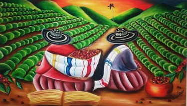 Malerei mit dem Titel "Cafetal Quindio - C…" von Carlos Duque, Original-Kunstwerk, Öl