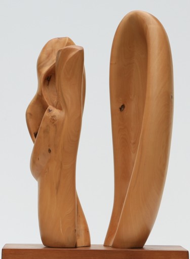 「Couple」というタイトルの彫刻 Cécile Devezeaux De Lavergneによって, オリジナルのアートワーク, ウッド