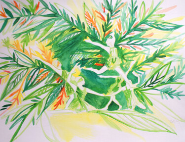 Peinture intitulée "Jungle" par Cécile Freitas, Œuvre d'art originale, Aquarelle