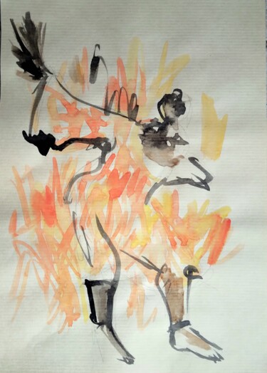 Malerei mit dem Titel "Aichata énergie" von Cécile Freitas, Original-Kunstwerk, Aquarell