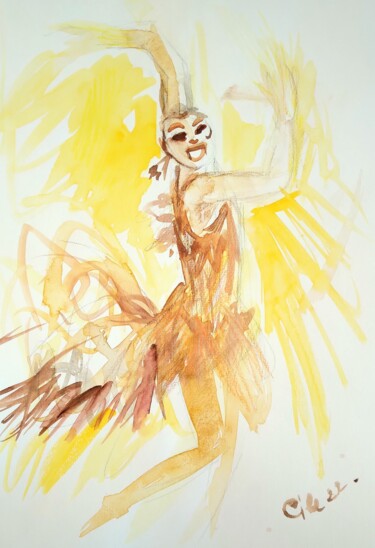 Painting titled "Joséphine live" by Cécile Freitas, Original Artwork, Watercolor