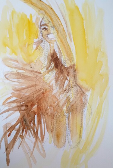 Painting titled "Joséphine mouvement" by Cécile Freitas, Original Artwork, Watercolor