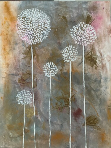 Painting titled "Printemps" by Cecile Massiani, Original Artwork, Pigments Mounted on Wood Stretcher frame