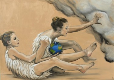 Картина под названием "Amour et sagesse pr…" - Cécile Pardigon, Подлинное произведение искусства, Масло