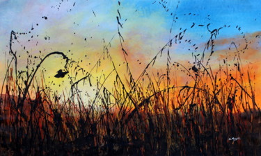 Картина под названием "Sunset #1 - Large l…" - Cecilia Frigati, Подлинное произведение искусства, Акрил