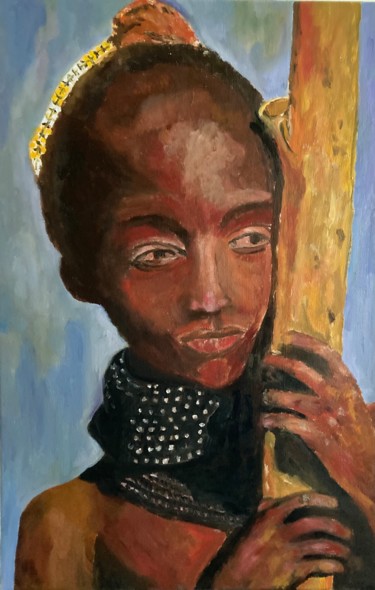 Painting titled "África 1 série "uma…" by Cecília Vilas Boas, Original Artwork, Oil