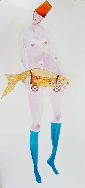 Картина под названием "le poisson de compa…" - Cegede, Подлинное произведение искусства, Чернила