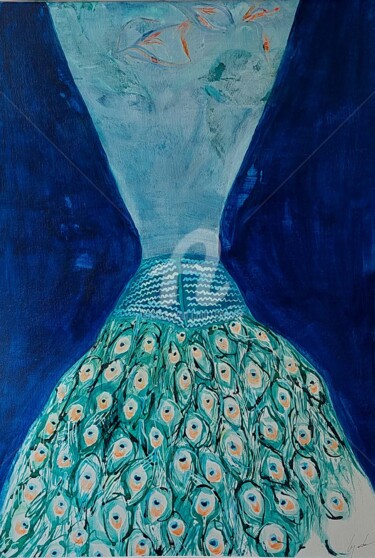 Painting titled "l'oiseau rare" by Cegede, Original Artwork, Acrylic
