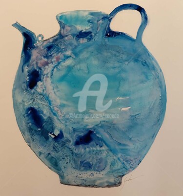 Malarstwo zatytułowany „Porcelaine bleue ce…” autorstwa Cegede, Oryginalna praca, Atrament