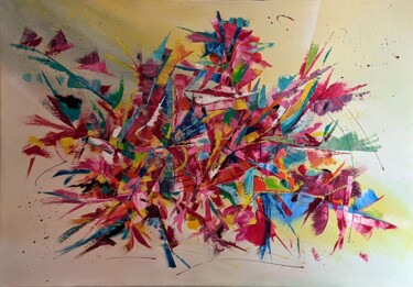 Painting titled "Commencement" by Fabienne Rolland, Original Artwork, Acrylic Mounted on Wood Stretcher frame