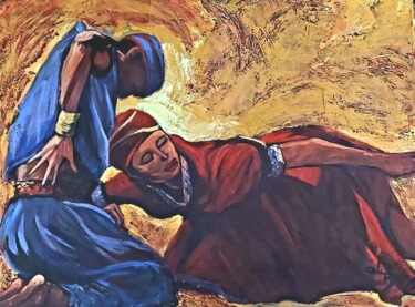 Картина под названием "Les trois Georges" - Celi Tessier, Подлинное произведение искусства, Акрил Установлен на Деревянная р…