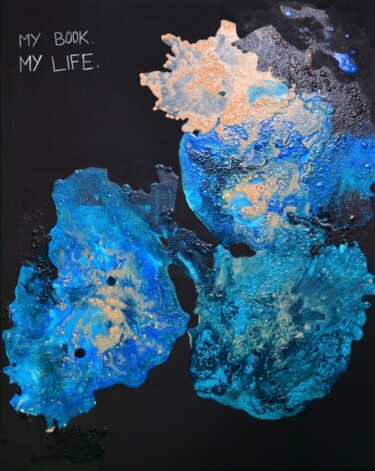 Painting titled "MY BOOK MY LIFE" by Célia Pinet De Graeve, Original Artwork, Acrylic Mounted on Wood Stretcher frame