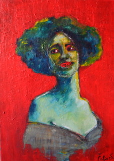 Painting titled "Mujer" by Celia Edith Sanabria, Original Artwork, Oil