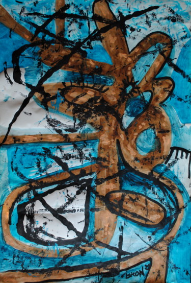 Pittura intitolato "Abstraction aquatiq…" da Céline Bron, Opera d'arte originale, Acrilico