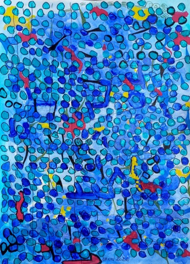 Peinture intitulée "Biologie bleue" par Céline Bron, Œuvre d'art originale, Acrylique