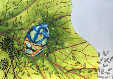 Peinture intitulée "Scutelleridae, Hemi…" par Celine Conti, Œuvre d'art originale, Aquarelle