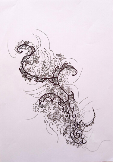 Disegno intitolato "calligraphie 1" da Céline Dudoret, Opera d'arte originale, Penna gel