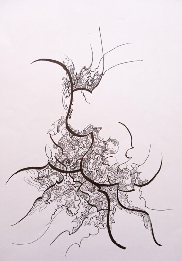 Dibujo titulada "calligraphie 8" por Céline Dudoret, Obra de arte original, Pluma de gel