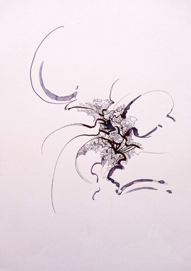 Drawing titled "calligraphie 11" by Céline Dudoret, Original Artwork, Gel pen