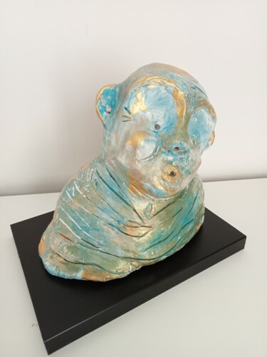 Escultura intitulada "Blue Dharma" por Céline Estelle, Obras de arte originais, Argila