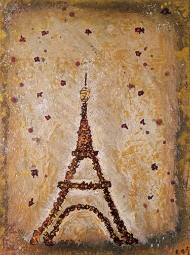 Painting titled "PARIS EN FÊTE" by Céline Loy, Original Artwork, Acrylic Mounted on Wood Stretcher frame