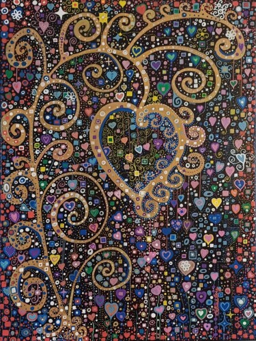 Painting titled "LA BEAUTE DU COEUR" by Céline Loy, Original Artwork, Acrylic Mounted on Wood Stretcher frame