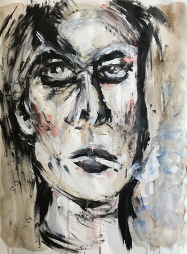 Schilderij getiteld "Smokeface" door Céline Pasteur, Origineel Kunstwerk, Acryl