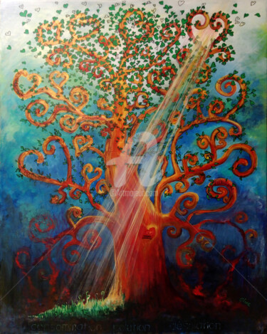 绘画 标题为“L'arbre coeur” 由C.Line, 原创艺术品, 丙烯