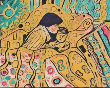 Arts numériques intitulée "L enfant et sa mère…" par Cenk Ozturk, Œuvre d'art originale, Travail numérique 2D