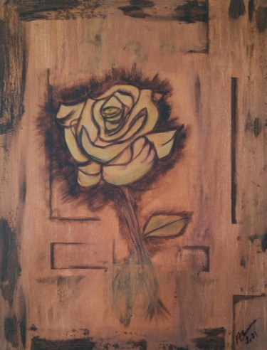 Pintura intitulada "la rose" por Annick Cernesse, Obras de arte originais, Acrílico
