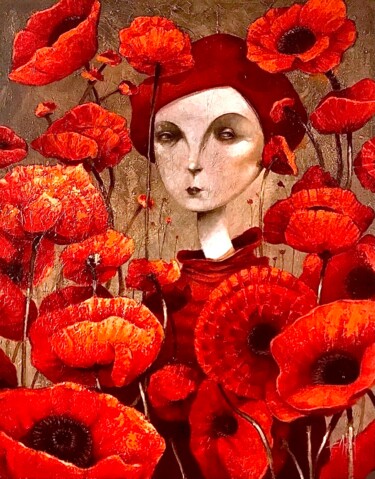 "Amapolas" başlıklı Tablo Cesar Ayllón tarafından, Orijinal sanat, Petrol