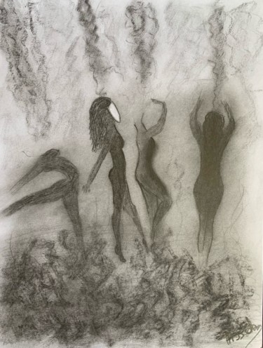 Drawing titled "Witches" by Céline Ferrière, Original Artwork, Graphite