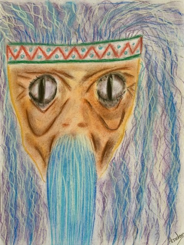 Drawing titled "Shaman Utopia" by Céline Ferrière, Original Artwork, Pastel