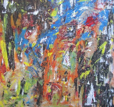 Картина под названием "Falaise 0124" - Claude Gascon, Подлинное произведение искусства, Акрил Установлен на Деревянная панель