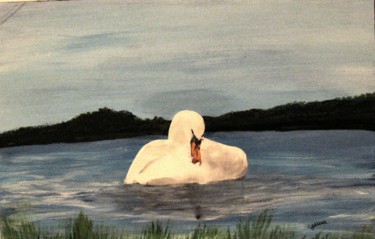 Peinture intitulée "Cygne 1" par Claude Gascon, Œuvre d'art originale, Acrylique