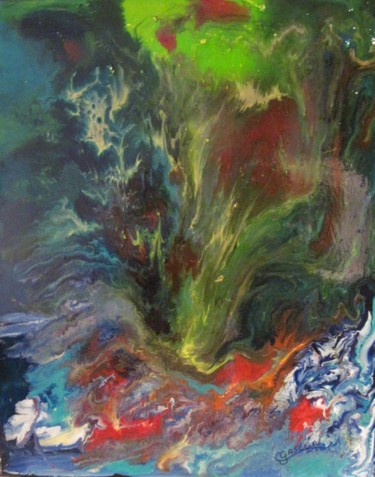Pintura intitulada "Éruption" por Claude Gascon, Obras de arte originais, Pintura de vitral
