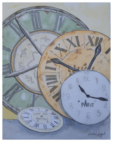 Painting titled "Le temps qui passe" by Christel Bous Legent, Original Artwork, Watercolor
