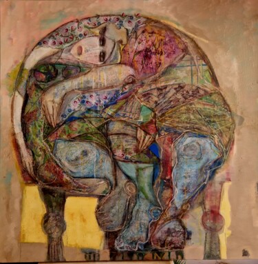 Malerei mit dem Titel "Toute est un cercle" von Chahla Soummer, Original-Kunstwerk, Acryl Auf Keilrahmen aus Holz montiert