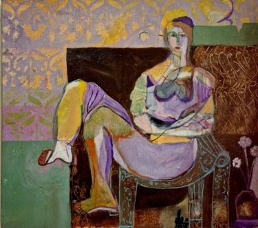 Painting titled "Mrs. Robinson" by Chahla Soummer, Original Artwork, Acrylic Mounted on Wood Stretcher frame