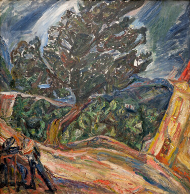 Painting titled "Le Gros arbre bleu" by Chaïm Soutine, Original Artwork, Oil