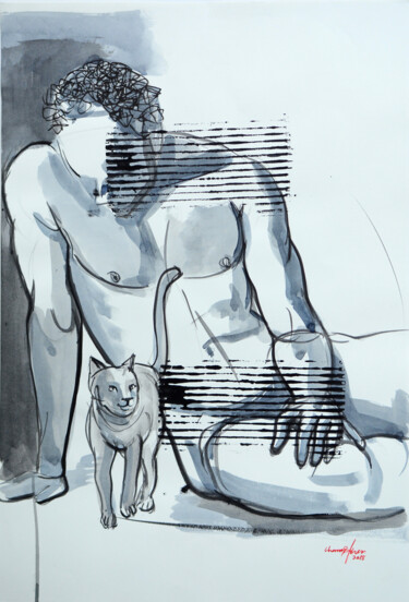 제목이 "Exposed - Man with…"인 미술작품 Chammika Jayawardana로, 원작, 아크릴 유리에 장착됨
