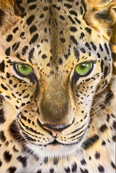 Schilderij getiteld "Leopard Big" door Johan De Champs, Origineel Kunstwerk, Acryl