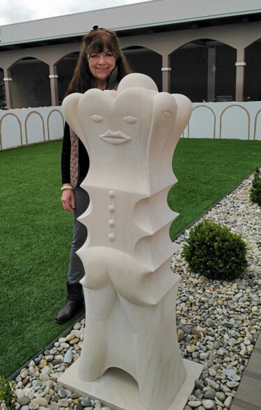 Скульптура под названием "Mutation, face arri…" - Chan Mengal, Подлинное произведение искусства, Камень